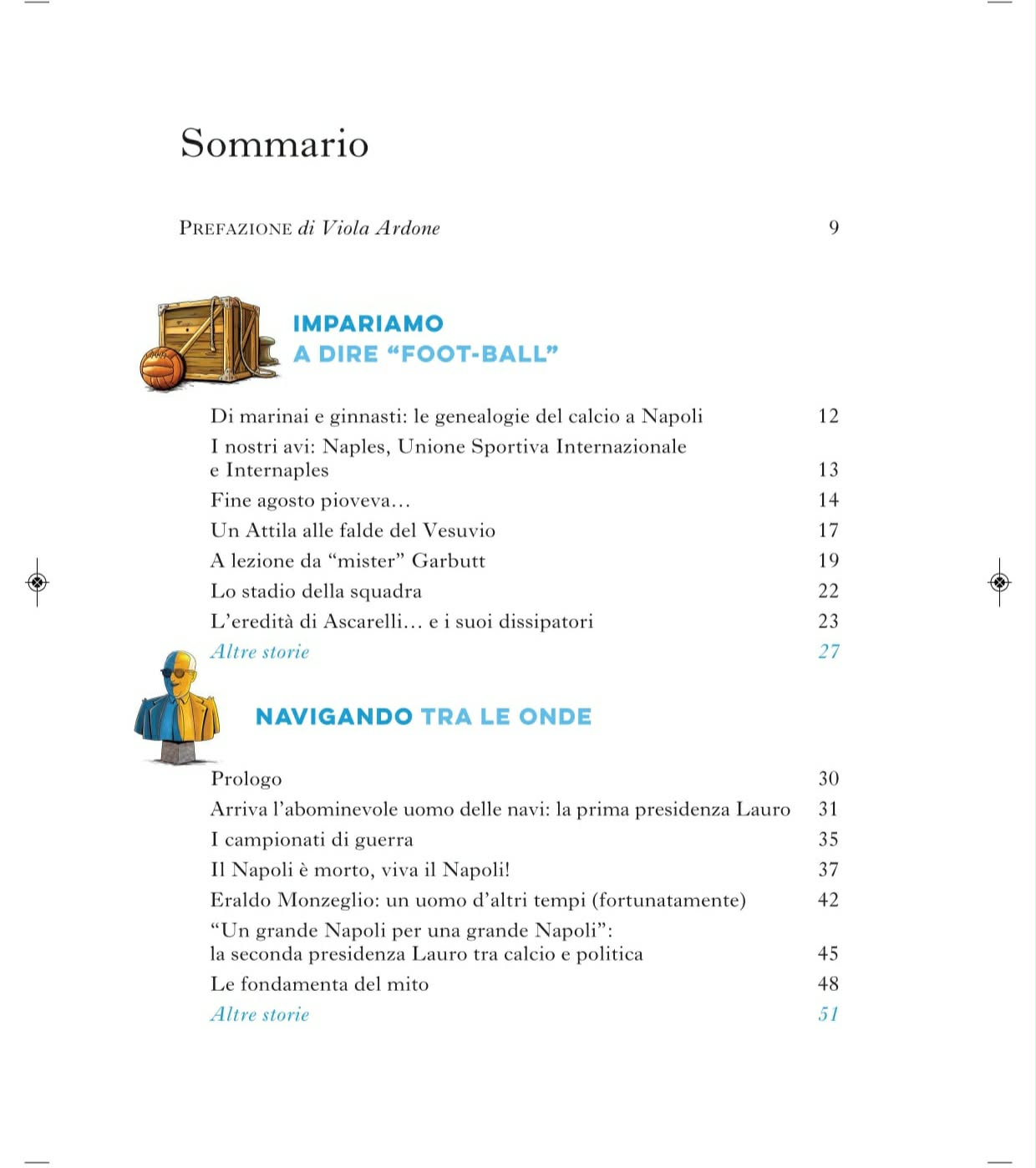 Pagina del sommario del libro "Primo agosto pioveva" con elenco dei capitoli